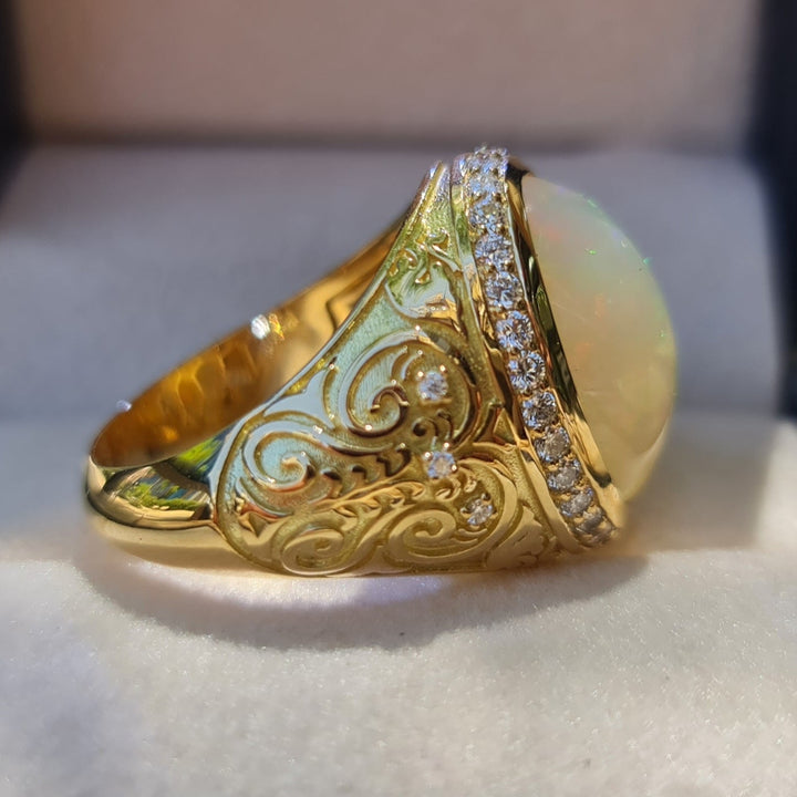 Men's Natural Opal Ring 10.00 ct with Diamonds – view 2