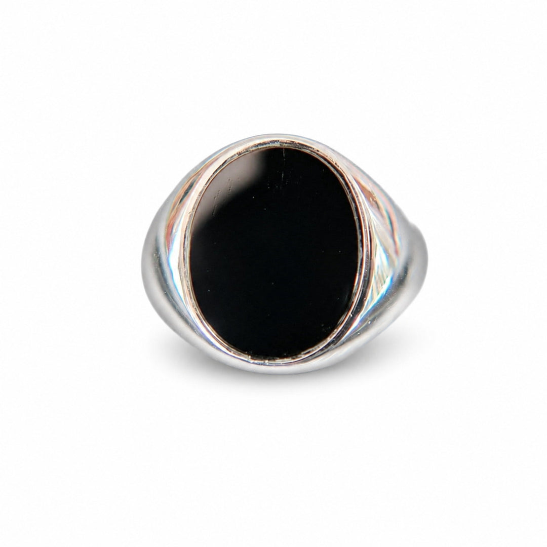 Men's Black Onyx Signet Ring – white background view 1