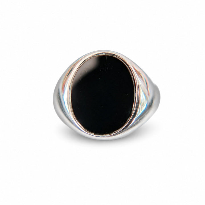 Men's Black Onyx Signet Ring – white background view 1