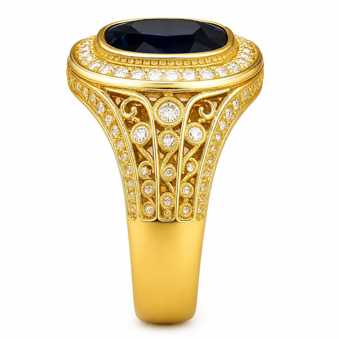 Men's Gemstone Signet Ring 3.00 ct with Diamonds – white background view 2