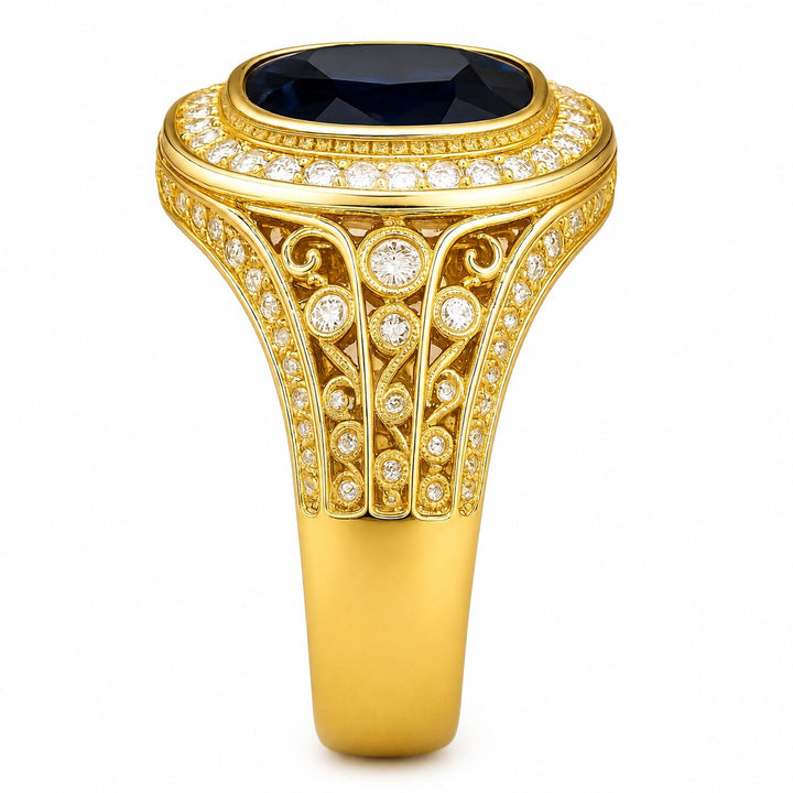Men's Gemstone Signet Ring 3.00 ct with Diamonds – white background view 2