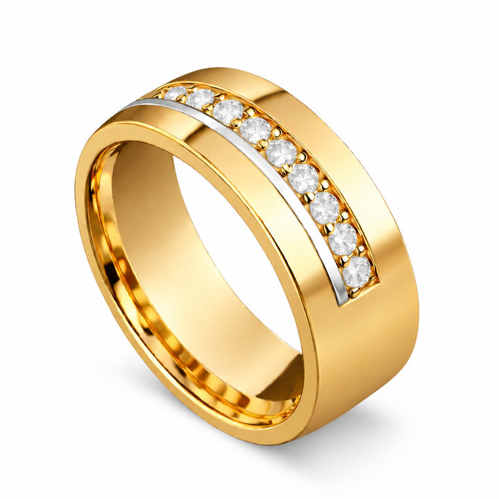 Matching Wedding Bands with Custom Finish – white background view 1