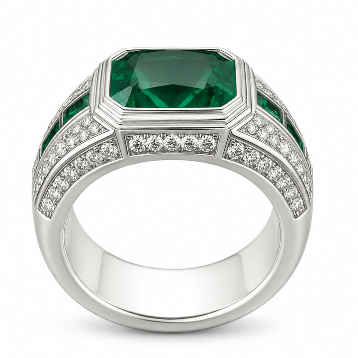 Men’s 3.00 Carat Emerald and Diamond Ring on a clean background – view 6