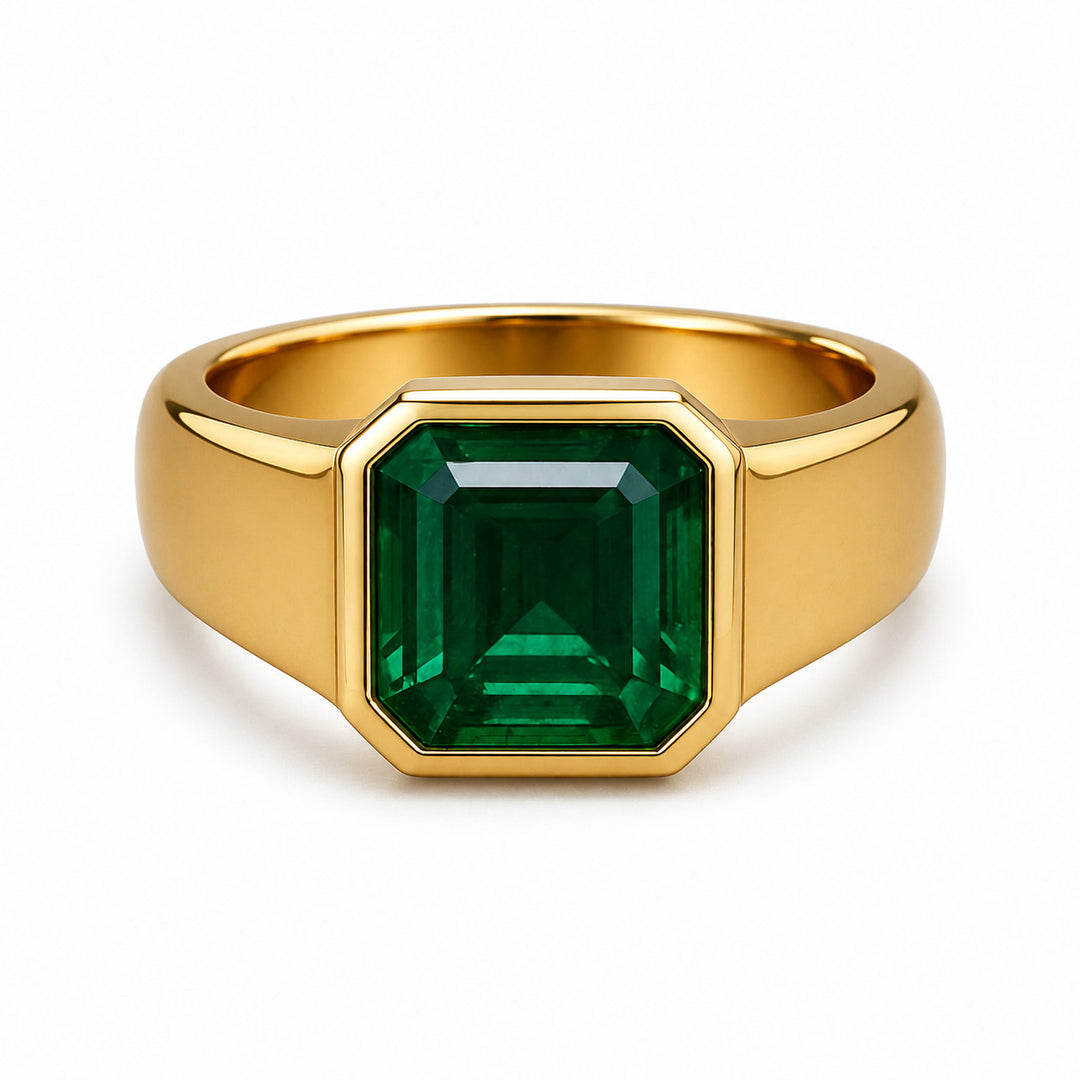 Men's Natural Emerald Ring 3.52 ct – white background view 1