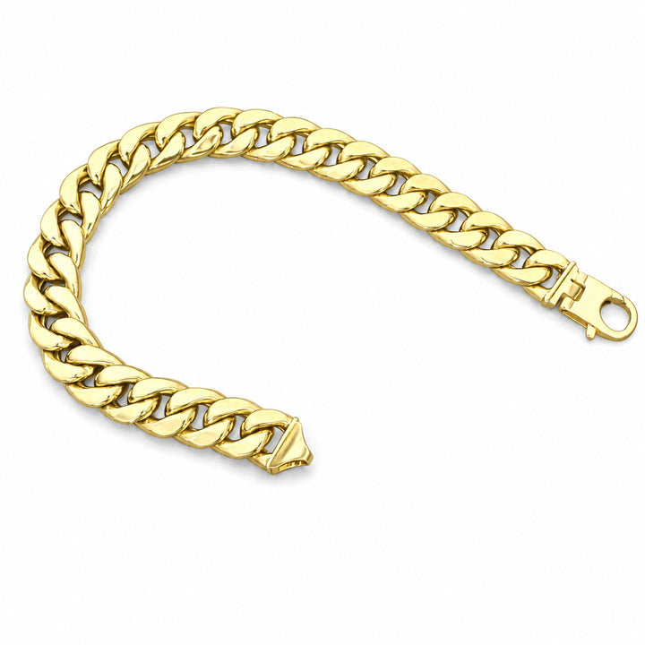 Men’s Solid 14K Gold Cuban Link Bracelet – white background view 1