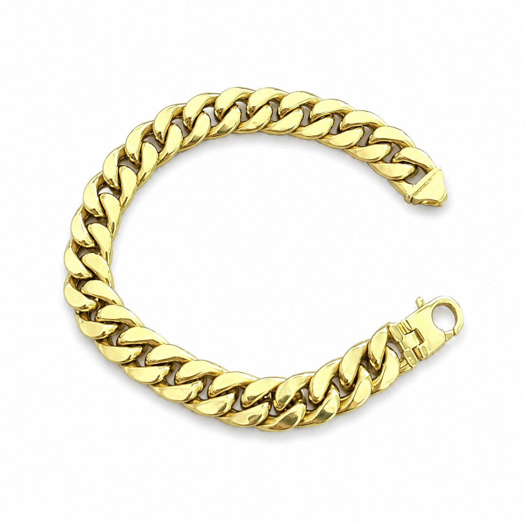 Men’s Solid 14K Gold Cuban Link Bracelet – white background view 2