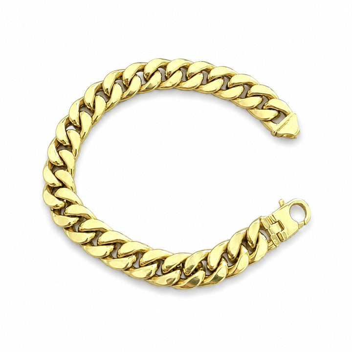 Men’s Solid 14K Gold Cuban Link Bracelet – white background view 2