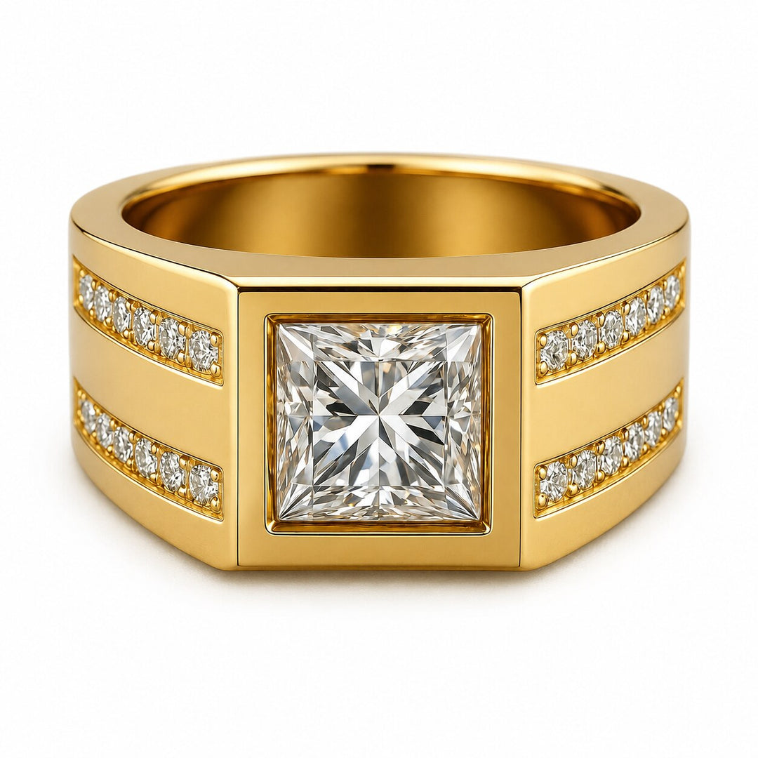 Men's Princess-Cut Diamond Ring – white background view