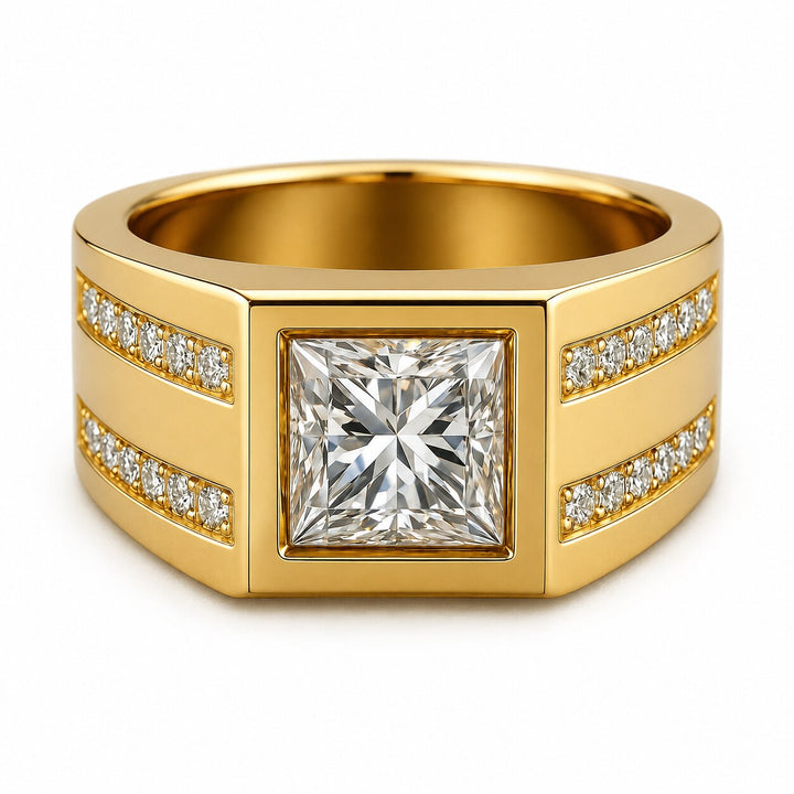 Men's Princess-Cut Diamond Ring – white background view