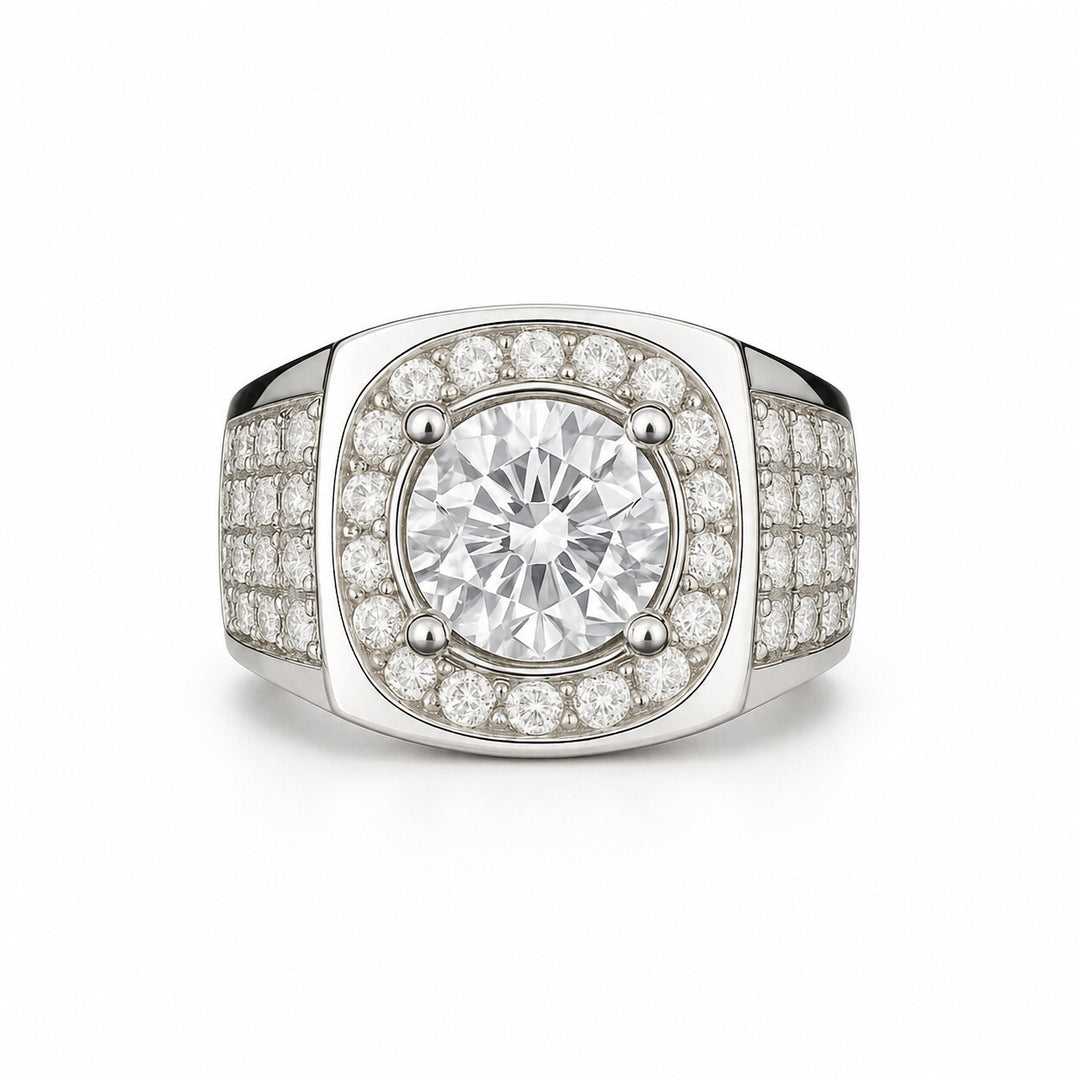 Men's Natural Diamond Halo Ring 1.70 ct – white background view 2