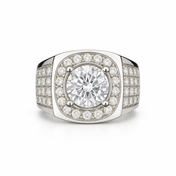Men's Natural Diamond Halo Ring 1.70 ct – white background view 2
