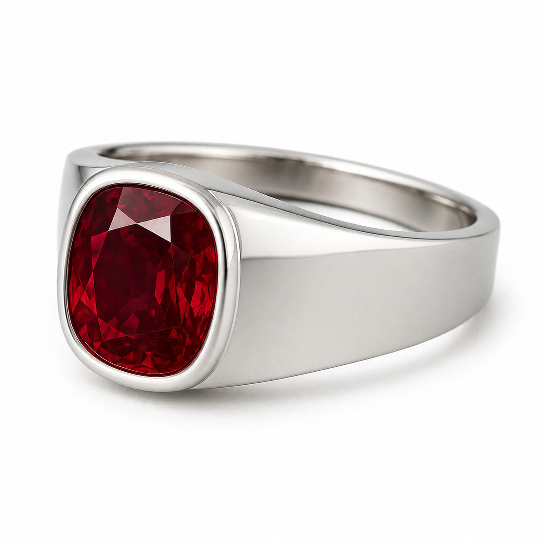 Men's Natural Rubellite Ring 3.50 ct – white background view 2