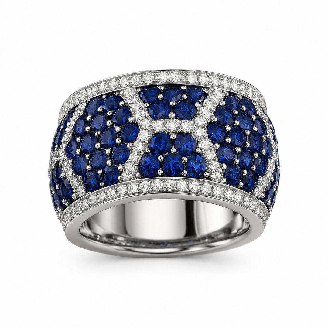 Men’s Blue Sapphire and Diamond Ring on a clean background – view 3