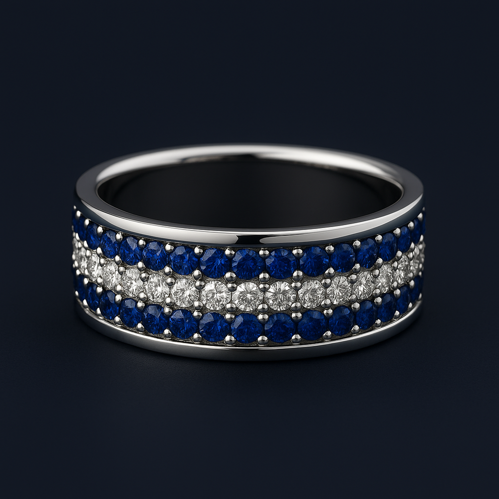 Orion Men's Sapphire and Diamond Eternity Ring 1.83 ct – view 2