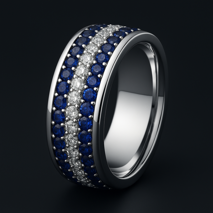 Orion Men's Sapphire and Diamond Eternity Ring 1.83 ct – view 3
