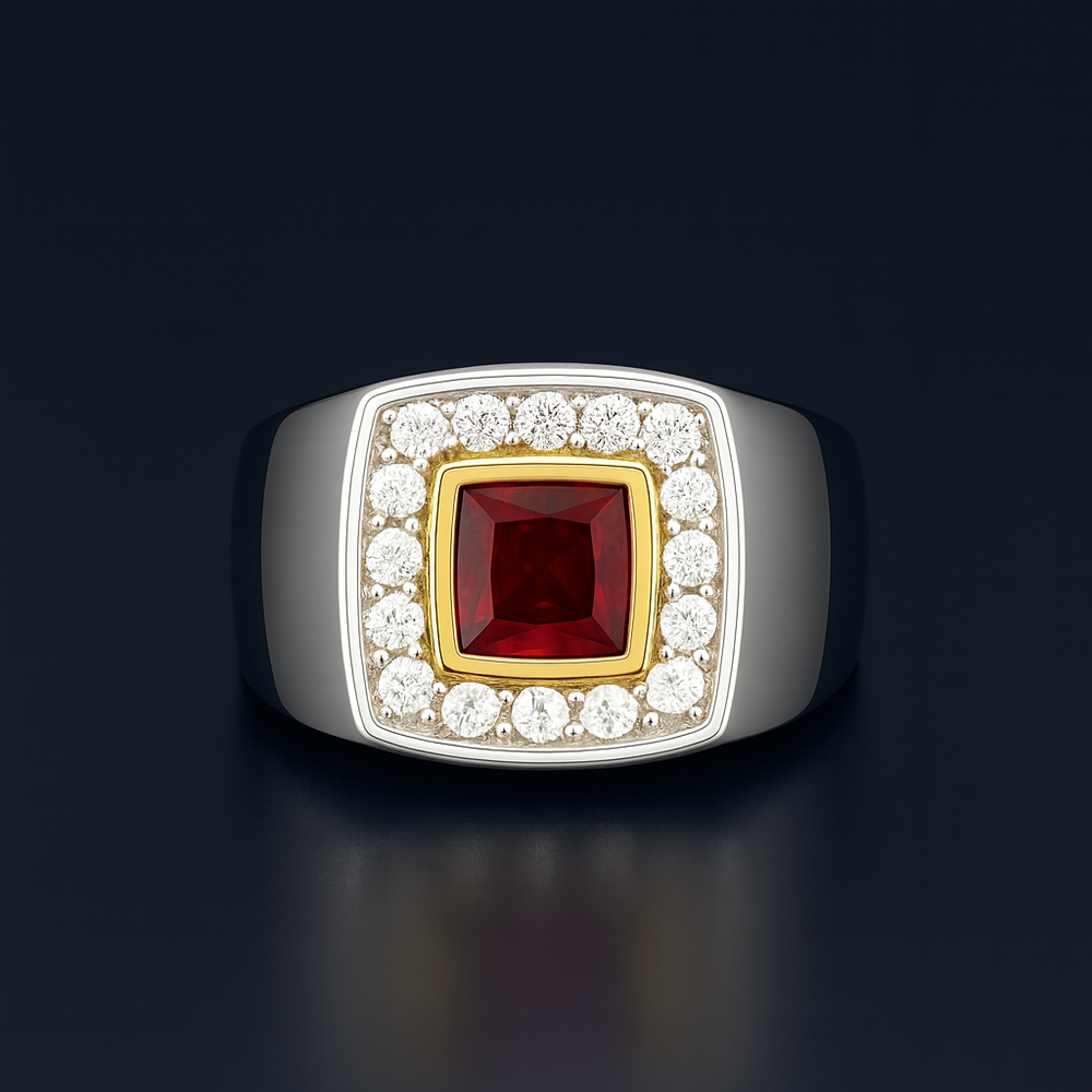 Argos Men's Natural Ruby Ring 2.00 ct with Diamonds – view 2