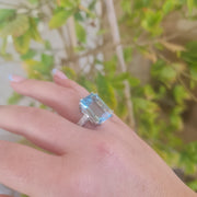 10 carat natural aquamarine ring white gold and diamonds