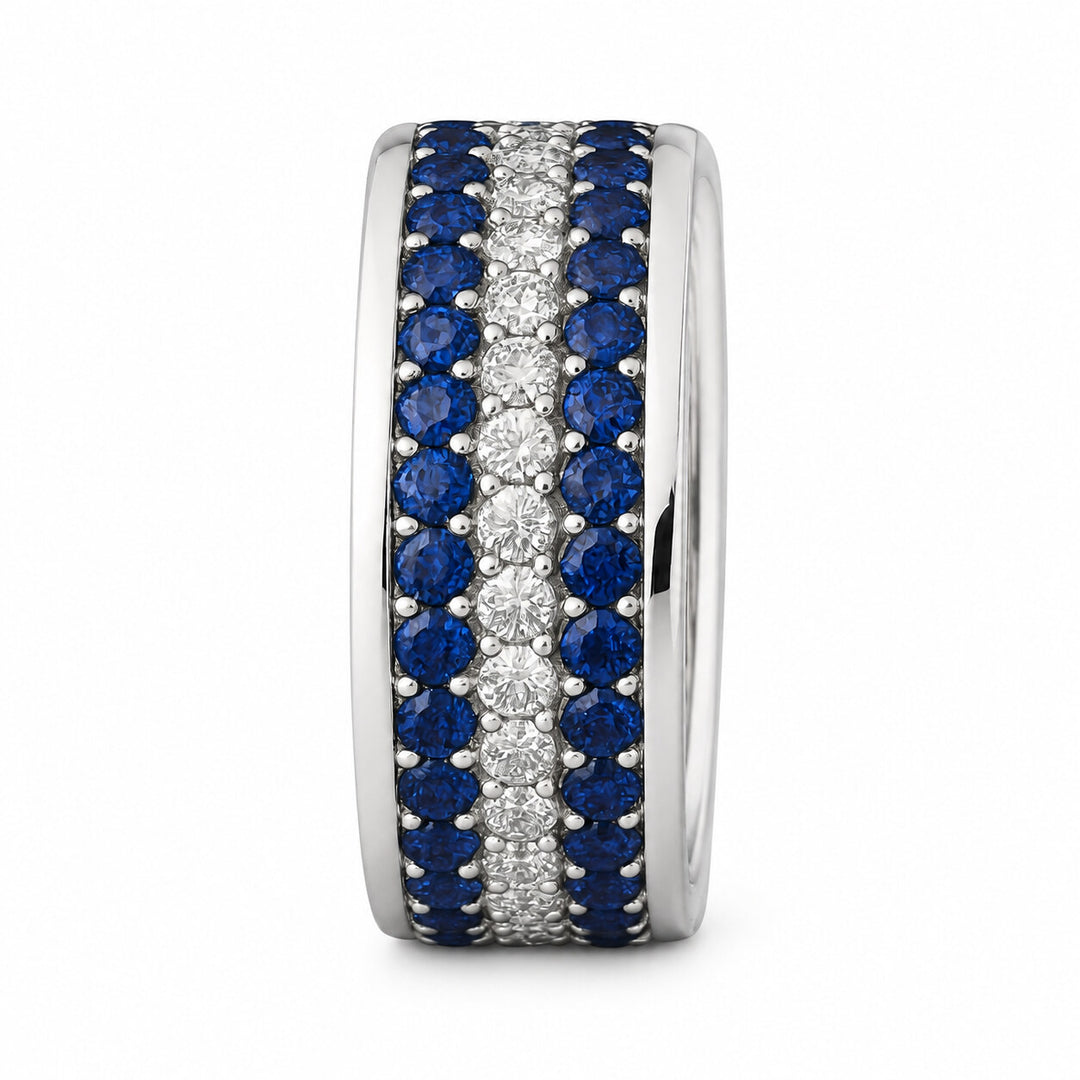 Orion Men's Sapphire and Diamond Eternity Ring 1.83 ct – white background view 3