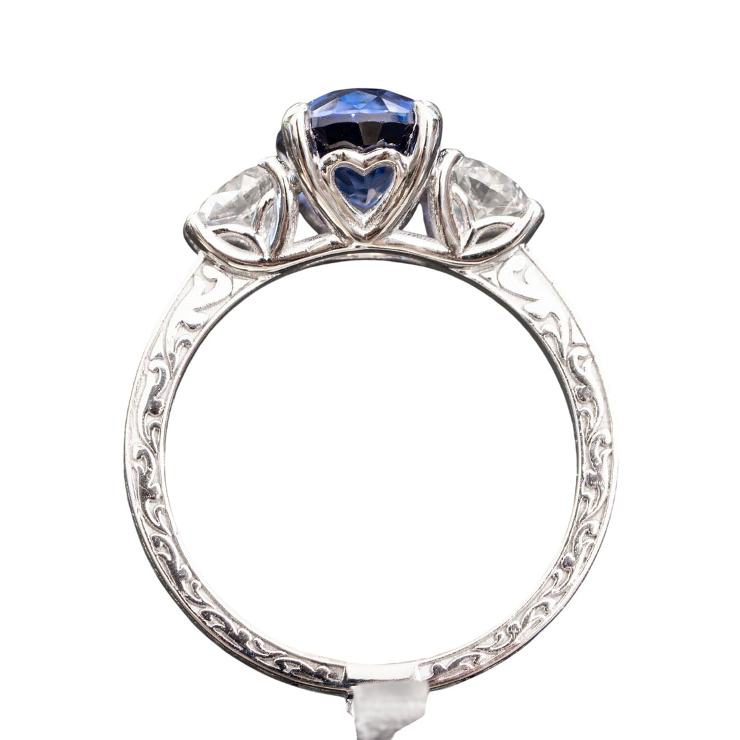 Aline – 2.50 Carat Blue Sapphire Engagement Ring with 0.80 Carats of Natural Diamonds