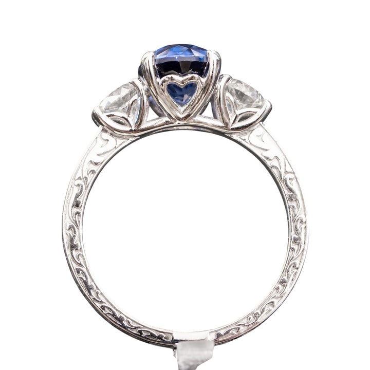 Aline – 2.50 Carat Blue Sapphire Engagement Ring with 0.80 Carats of Natural Diamonds