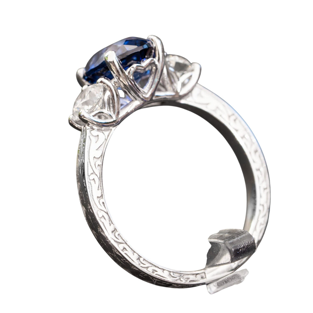 Aline – 2.50 Carat Blue Sapphire Engagement Ring with 0.80 Carats of Natural Diamonds