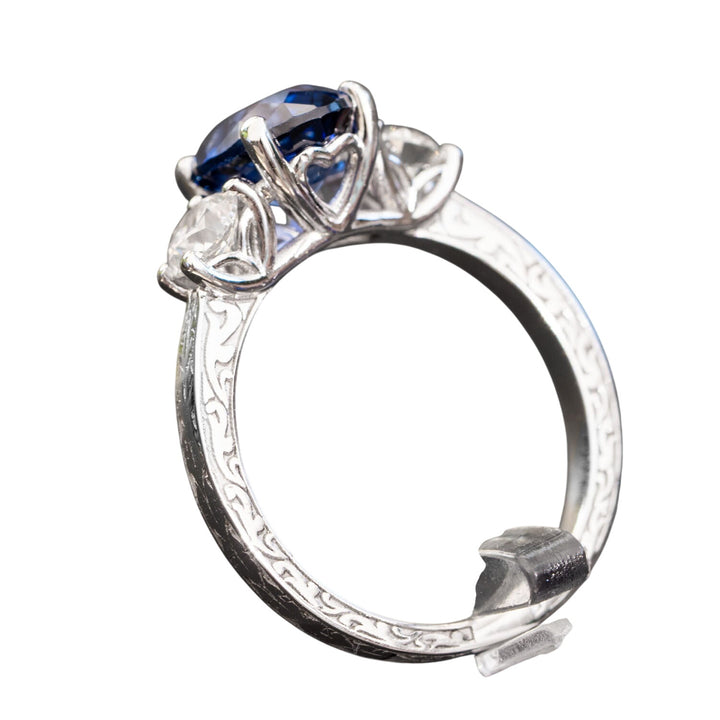 Aline – 2.50 Carat Blue Sapphire Engagement Ring with 0.80 Carats of Natural Diamonds