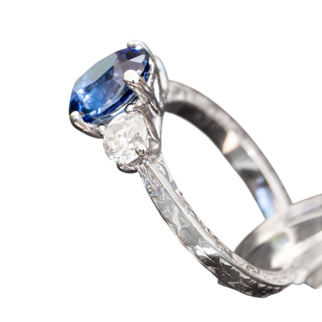 Aline – 2.50 Carat Blue Sapphire Engagement Ring with 0.80 Carats of Natural Diamonds