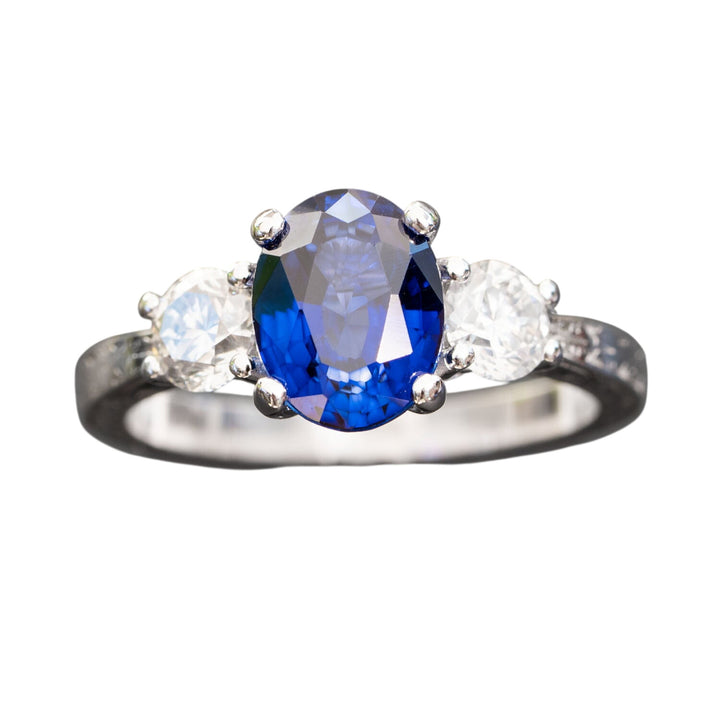 Aline – 2.50 Carat Blue Sapphire Engagement Ring with 0.80 Carats of Natural Diamonds