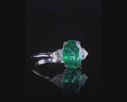 3.00 carat emerald ring with 0.40 carat natural diamonds