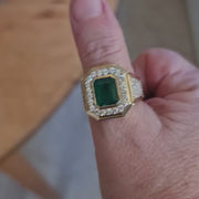 Juventas - Luxury green emerald ring for men, 3.25 carat natural emerald, 1.85 carat natural diamonds