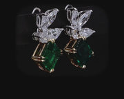 Pendientes de esmeralda de talla esmeralda de 6.03 quilates con diamantes naturales en forma de pera y marquesa de 2.95 quilates