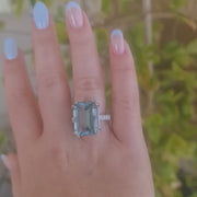 Katia  - 10.00 carat natural aquamarine ring with 0.48 carat natural diamonds