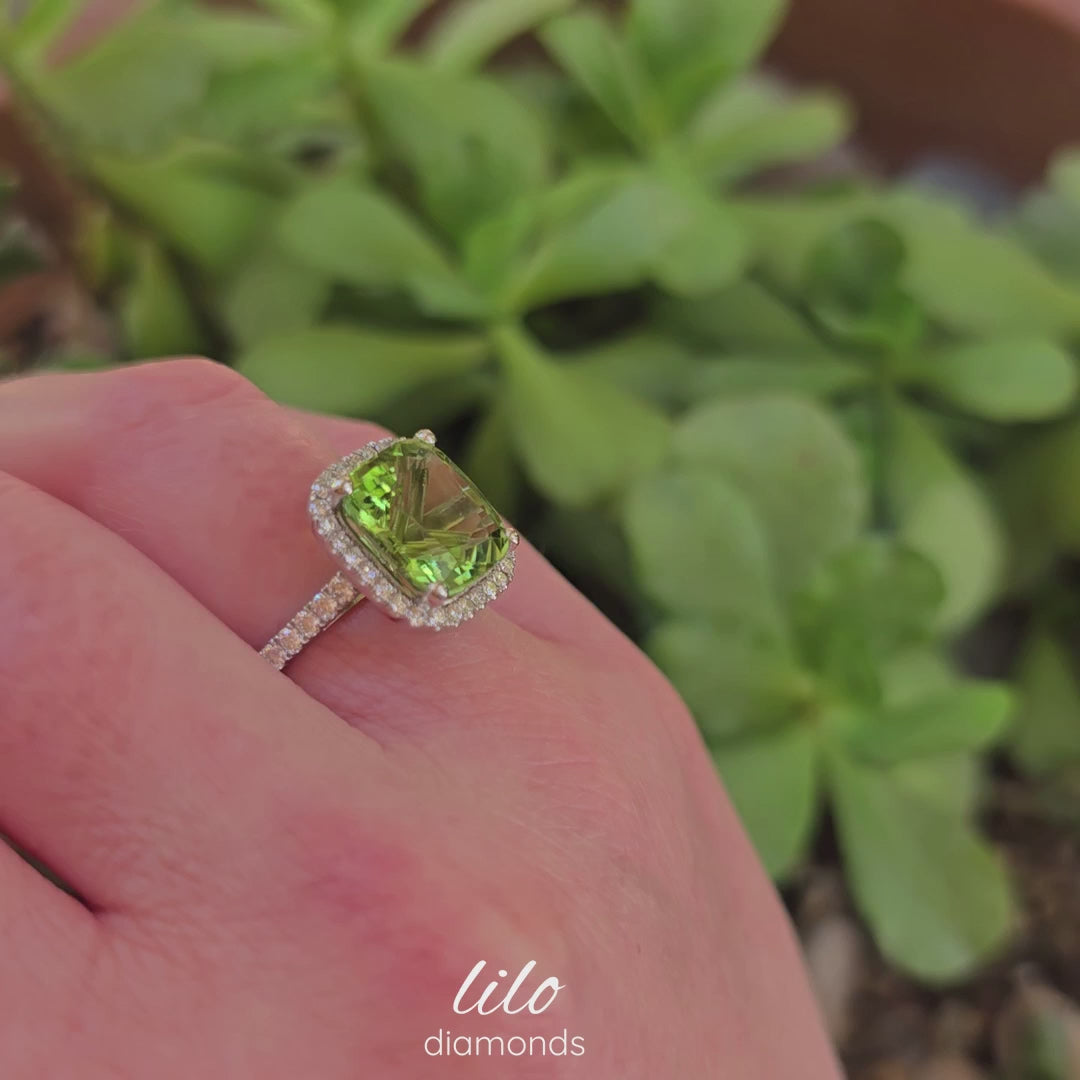 5.00 Carat Natural Green Tourmaline Halo Ring