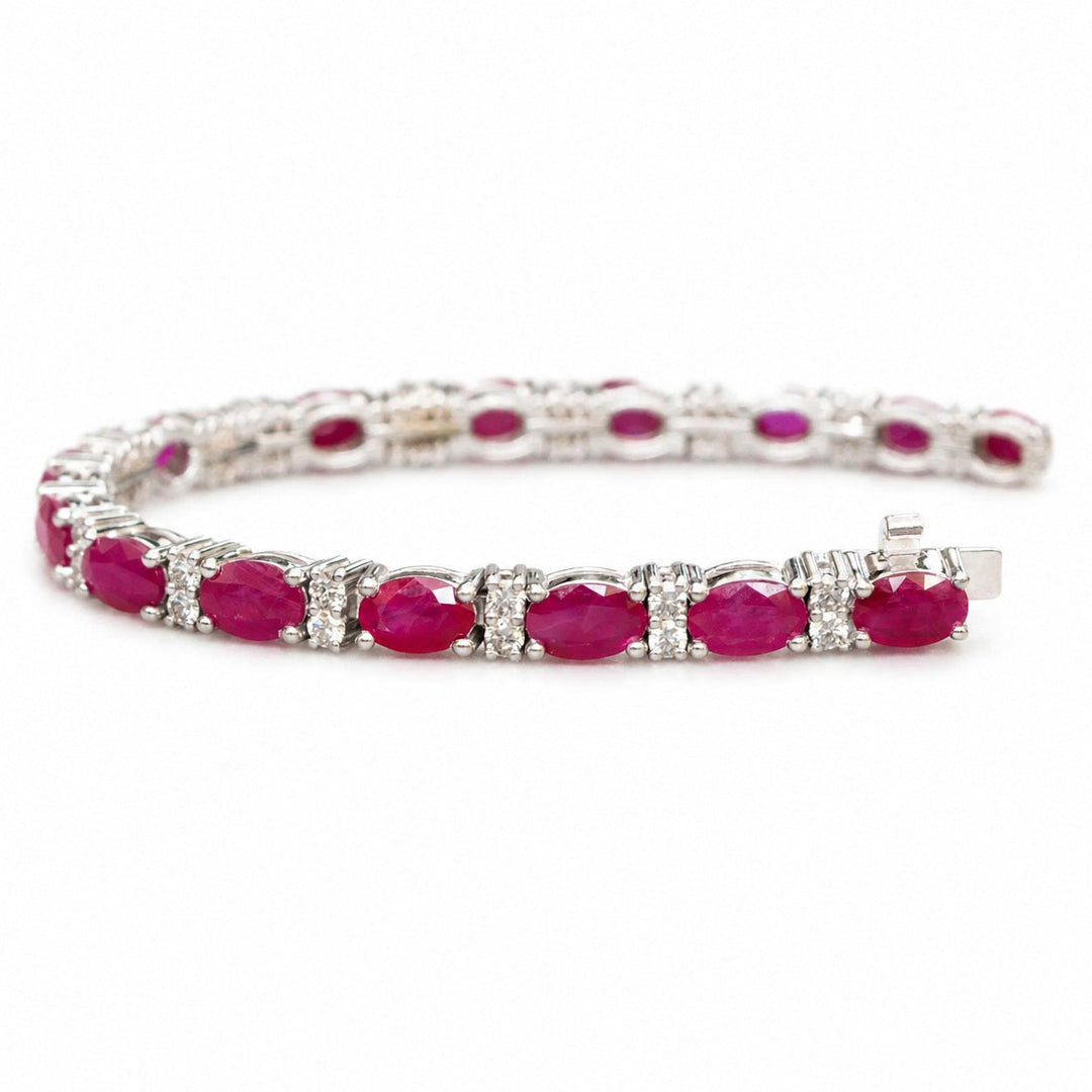 Milani – 10.00 Carat Natural Red Ruby Bracelet with 1.30 Carats of Natural Diamonds – white background view 1