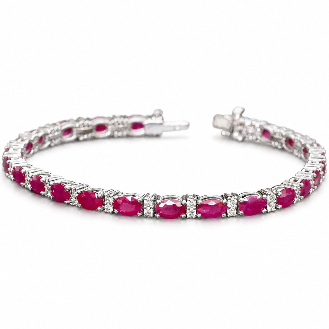 Milani – 10.00 Carat Natural Red Ruby Bracelet with 1.30 Carats of Natural Diamonds – white background view 2