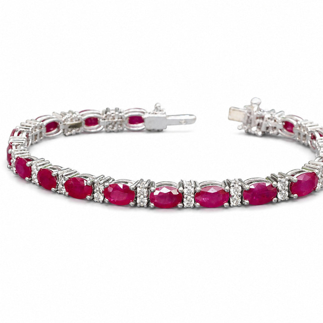 Milani – 10.00 Carat Natural Red Ruby Bracelet with 1.30 Carats of Natural Diamonds – white background view 3