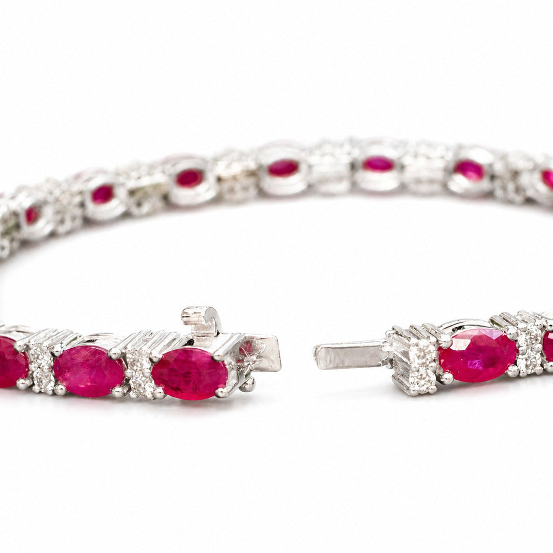 Milani – 10.00 Carat Natural Red Ruby Bracelet with 1.30 Carats of Natural Diamonds – white background view 4