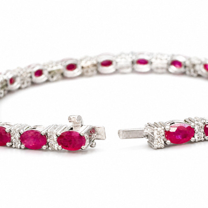 Milani – 10.00 Carat Natural Red Ruby Bracelet with 1.30 Carats of Natural Diamonds – white background view 4