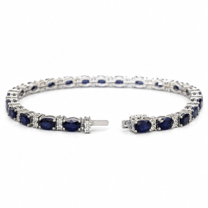 Kiana – 13.00 Carat Natural Blue Sapphire Bracelet with 1.30 Carats of Natural Diamonds – white background view 4