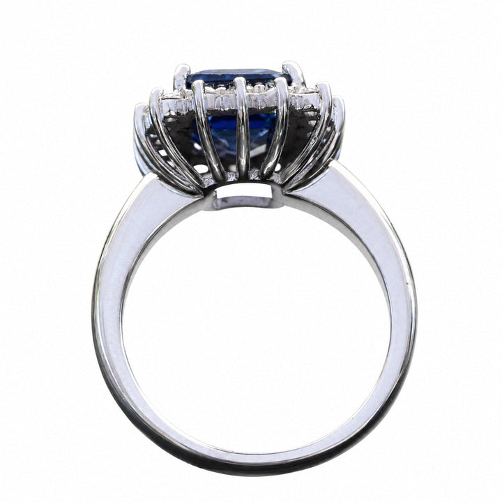 Nora – 4.81 Carat Blue Sapphire Ring with 0.70 Carats of Natural Diamonds – white background view 5
