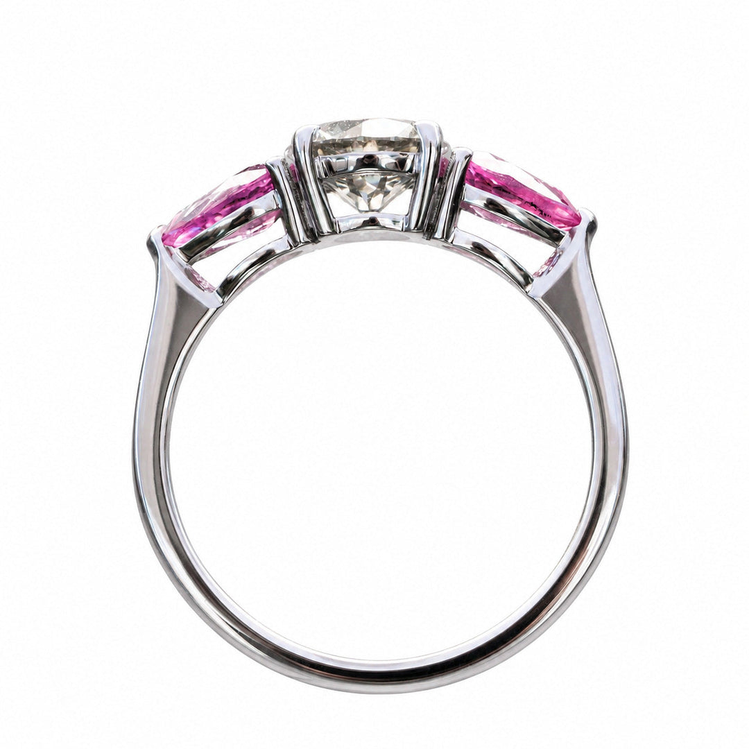 Alessia – 1.00 Carat Natural Pink Sapphire Ring with Natural Diamonds – white background view 1