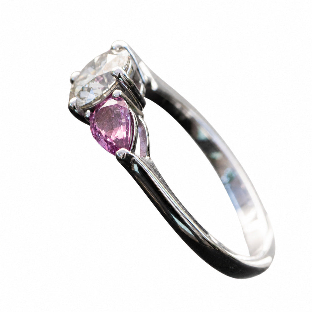 Alessia – 1.00 Carat Natural Pink Sapphire Ring with Natural Diamonds – white background view 2