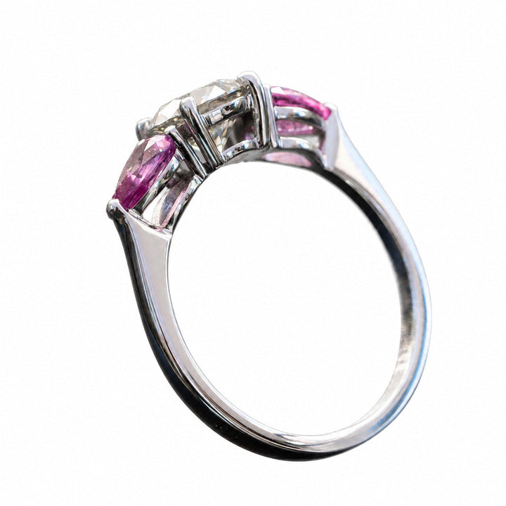 Alessia – 1.00 Carat Natural Pink Sapphire Ring with Natural Diamonds – white background view 3