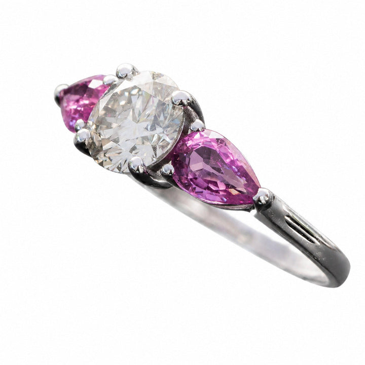 Alessia – 1.00 Carat Natural Pink Sapphire Ring with Natural Diamonds – white background view 4