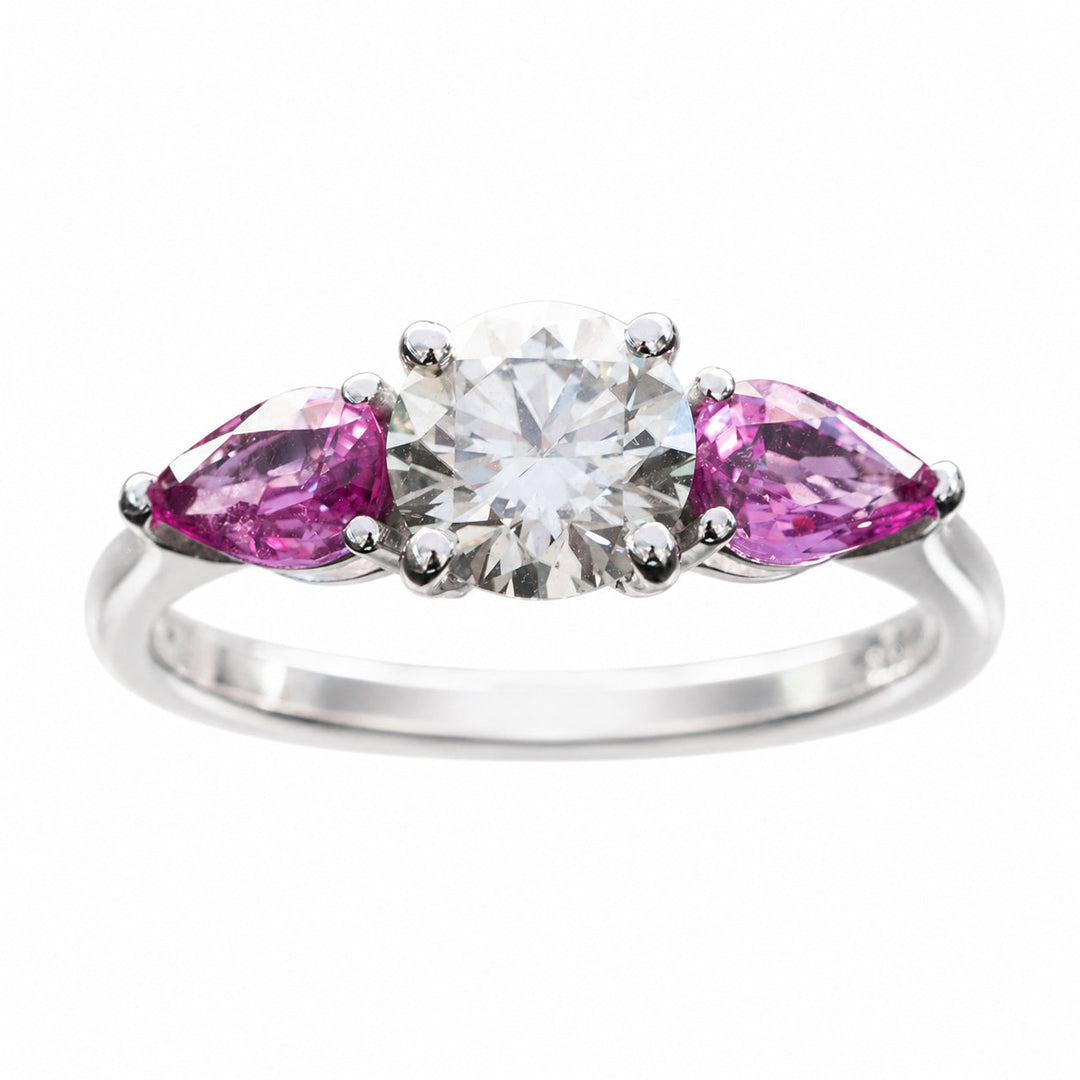 Alessia – 1.00 Carat Natural Pink Sapphire Ring with Natural Diamonds – white background view 5