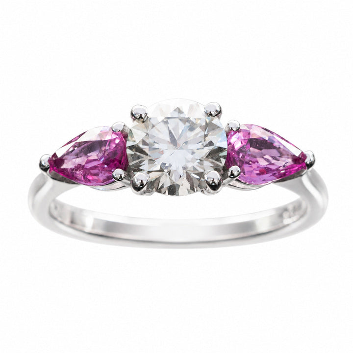 Alessia – 1.00 Carat Natural Pink Sapphire Ring with Natural Diamonds – white background view 5