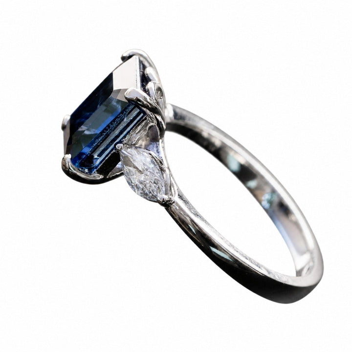 Siena – 4.45 Carat Blue Sapphire Ring with 0.55 Carats of Natural Diamonds – white background view 3