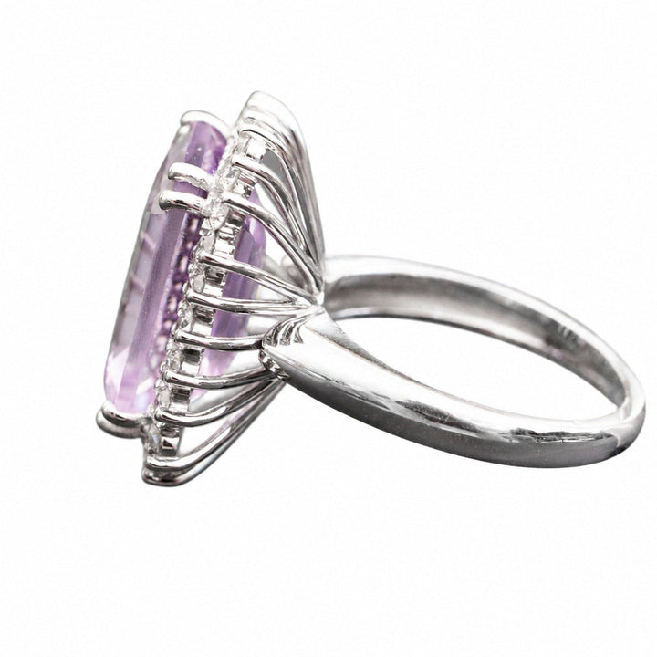 Katriane – 10.28 Carat Natural Purple Amethyst Ring with 1.36 Carats of Natural Diamonds – white background view 2