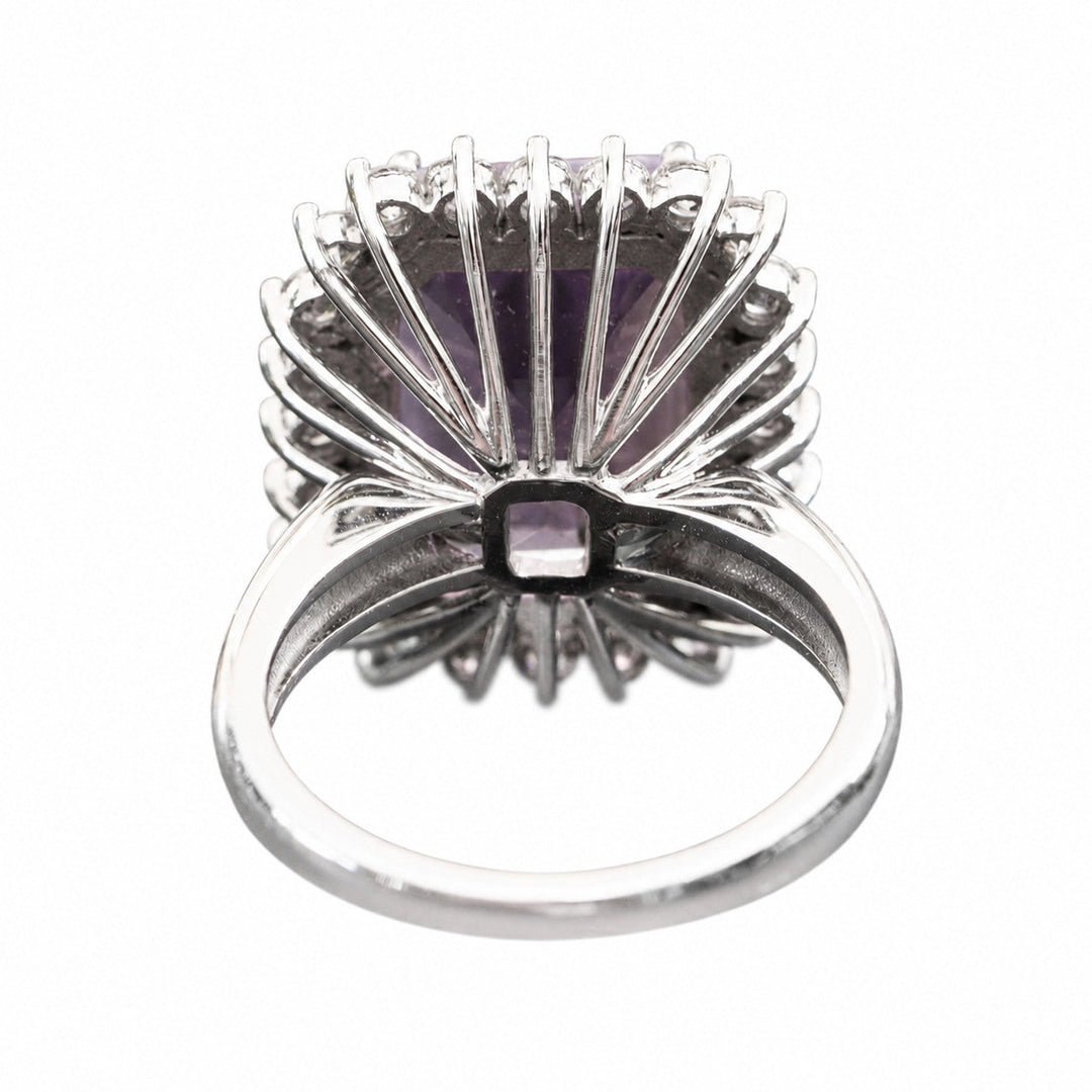 Katriane – 10.28 Carat Natural Purple Amethyst Ring with 1.36 Carats of Natural Diamonds – white background view 4