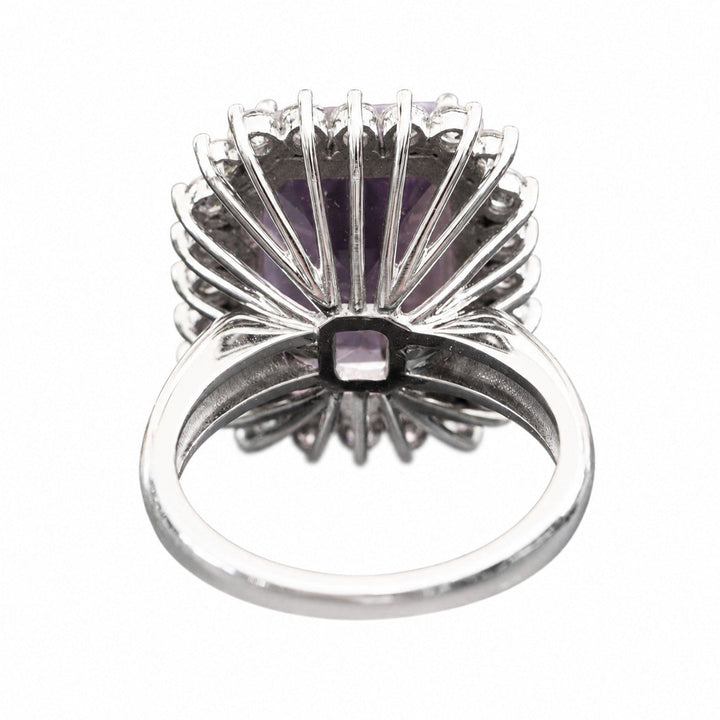 Katriane – 10.28 Carat Natural Purple Amethyst Ring with 1.36 Carats of Natural Diamonds – white background view 4